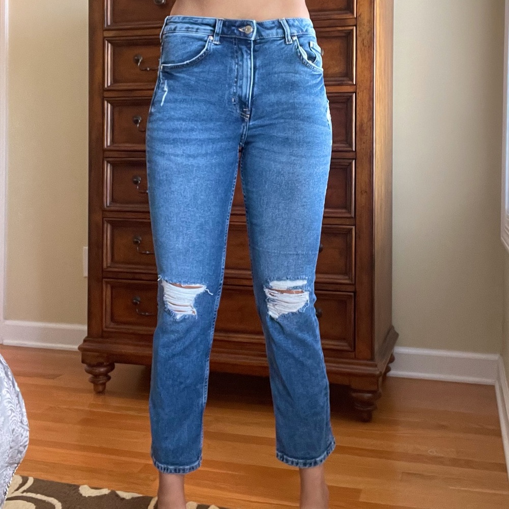 high waist ankle length straight leg H&M jeans